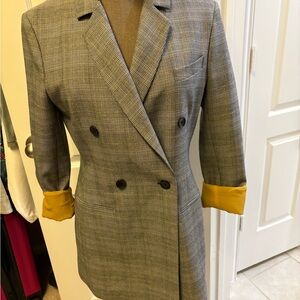 BCBGeneration Gray Plaid Blazer with Mustard Accents